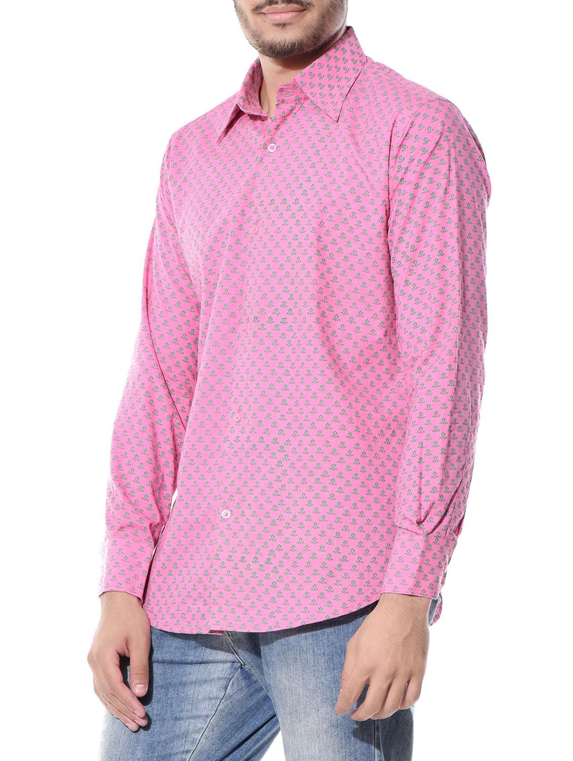 pink printed cotton silk casual shirt - 10551821 - Zoom Image - 2