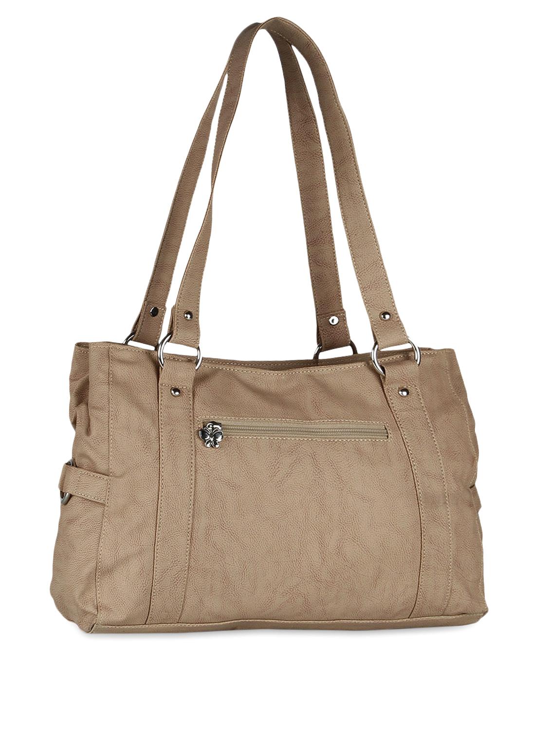 beige plain solid leatherette shoulder bag - 1055685 - Zoom Image - 2