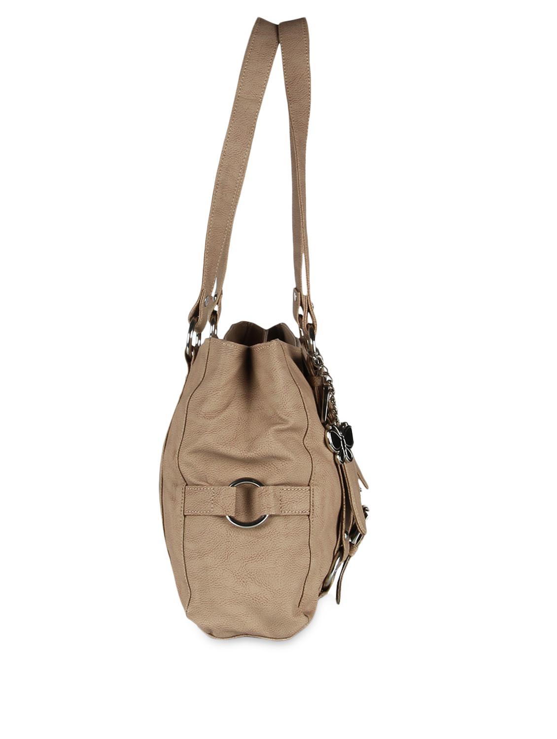 beige plain solid leatherette shoulder bag - 1055685 - Zoom Image - 5