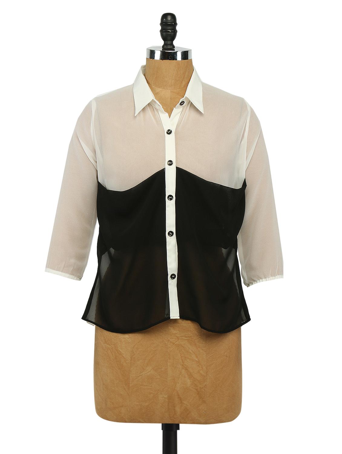 Colour Block Georgette Shirt - Imu