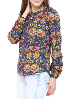 blue crepe top - 10570510 - Standard Image - 2