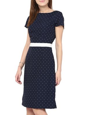 boat neck polka dot a-line dress - 10570548 - Standard Image - 2