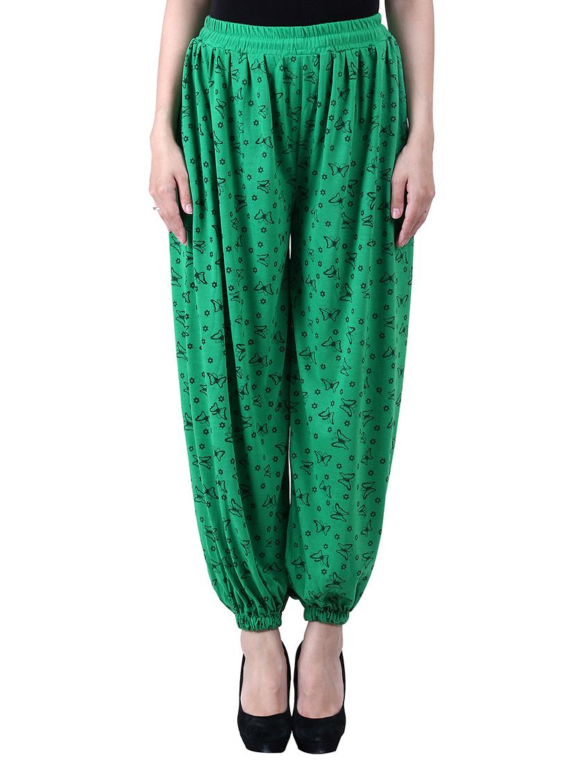 green & beige viscose harem pants - 10571588 - Zoom Image - 2