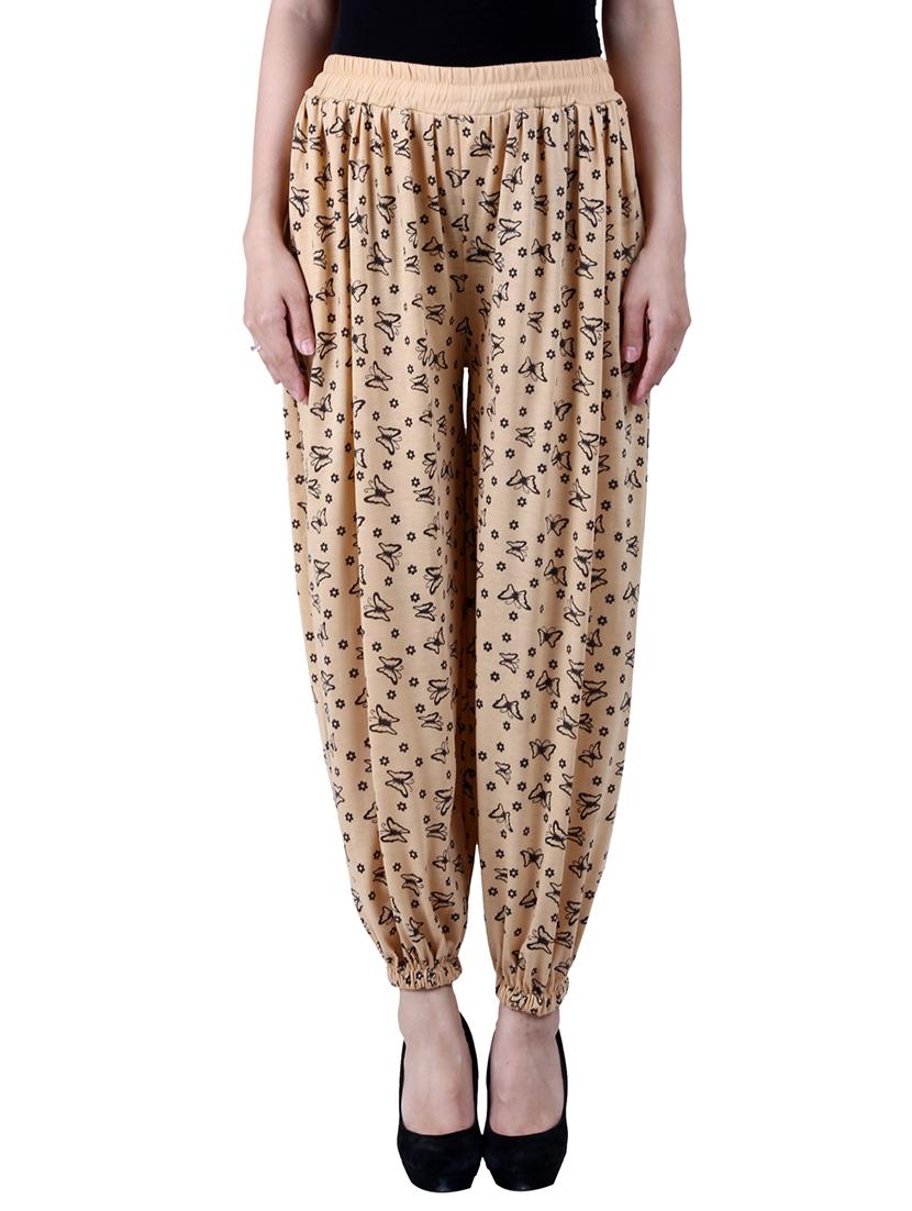 green & beige viscose harem pants - 10571588 - Zoom Image - 5