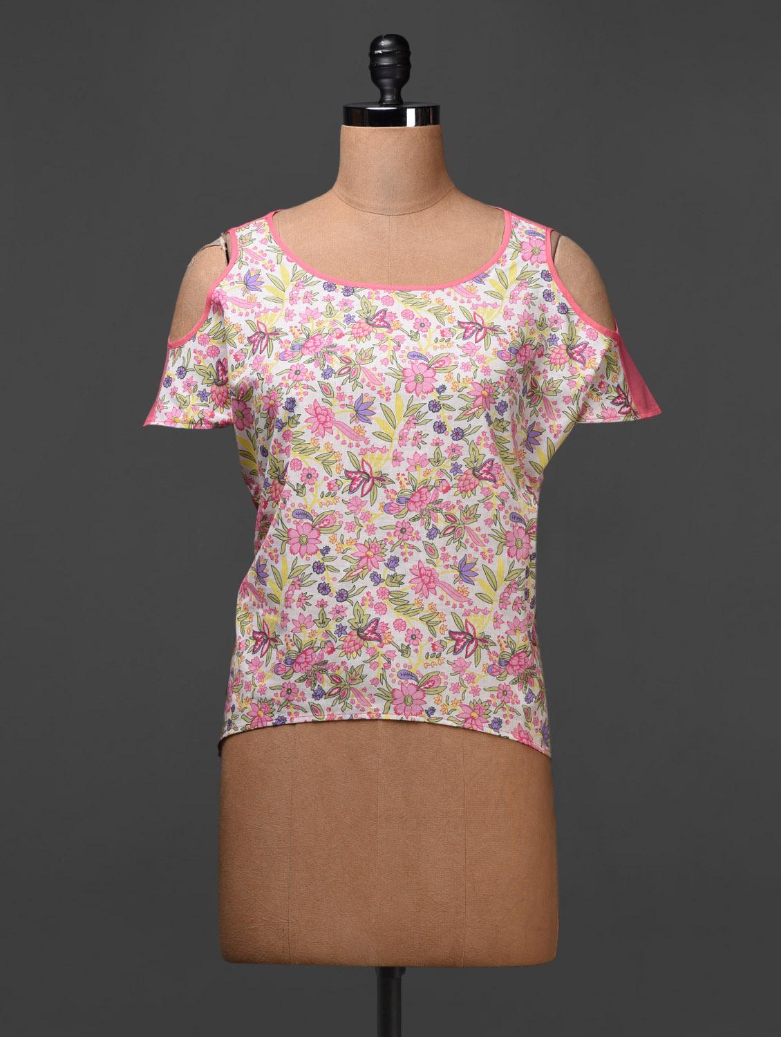 Cotton Printed Front & Solid Back High Low Top - Meiro