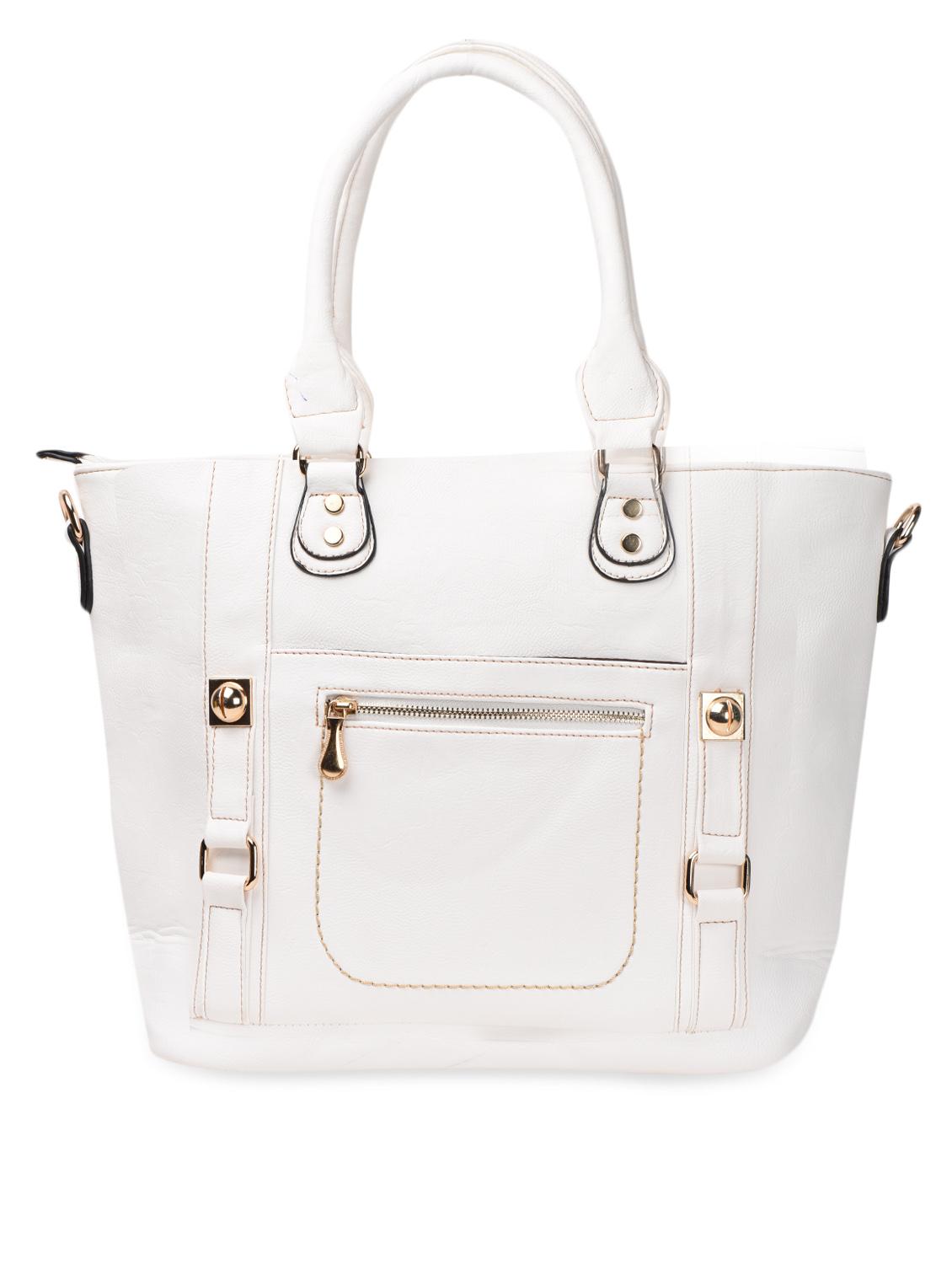 White Detachable Strap PU Handbag - ADISA
