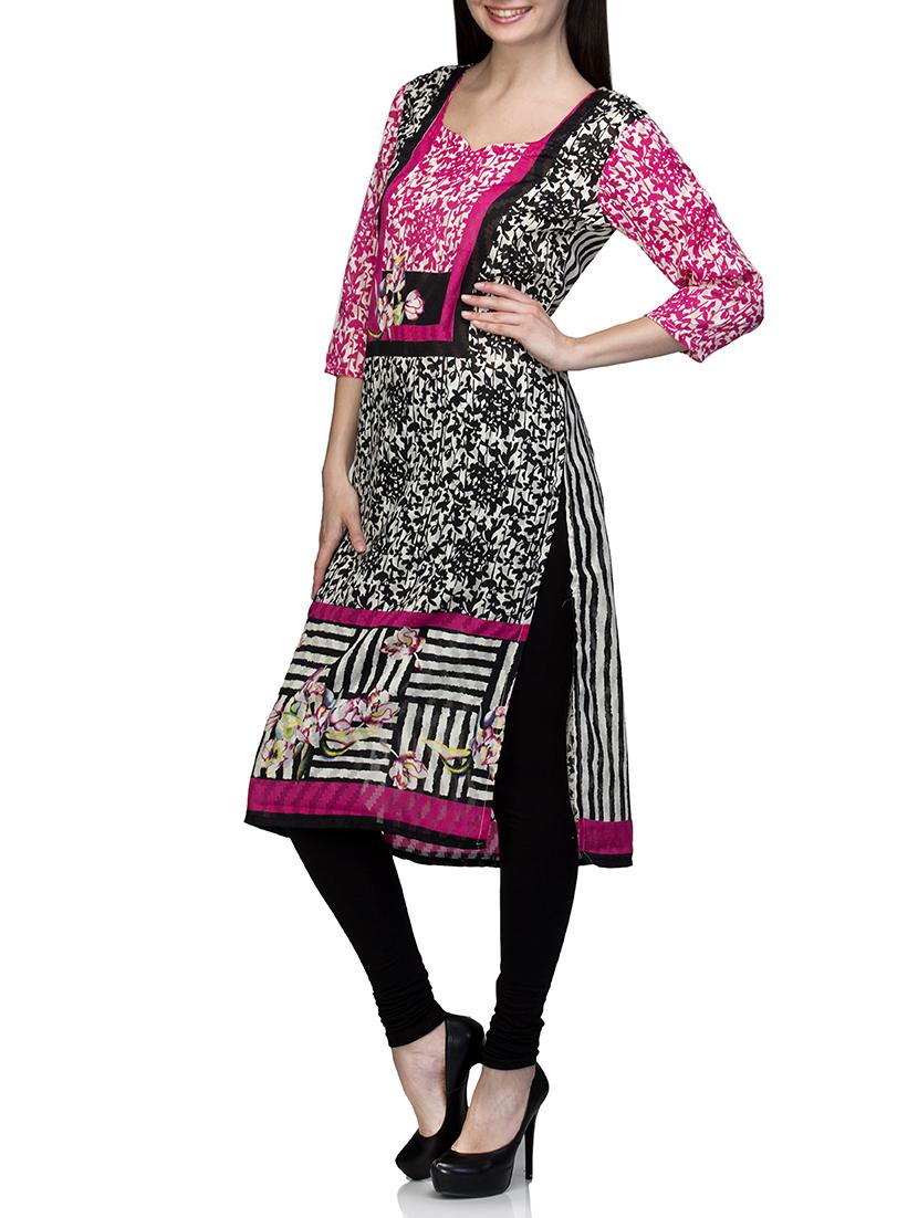 pink cotton straight kurta - 10577703 - Zoom Image - 2