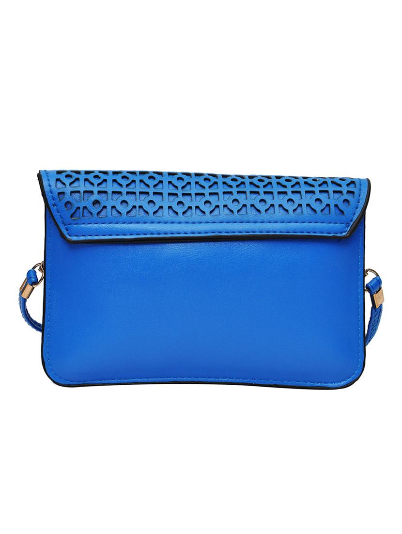 blue leatherette cut-out fringes sling bag - 10580547 - Zoom Image - 2