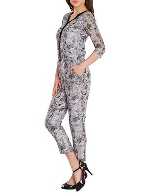 grey cotton full leg jumpsuit - 10604078 - Standard Image - 2