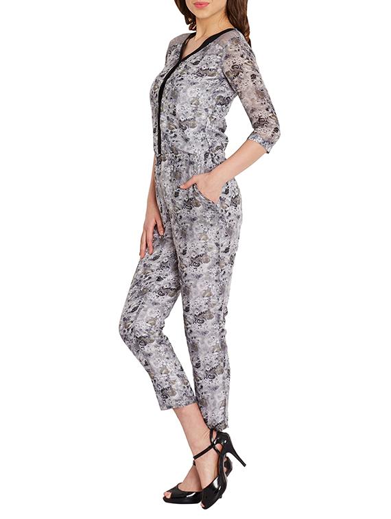 grey cotton full leg jumpsuit - 10604078 - Zoom Image - 2