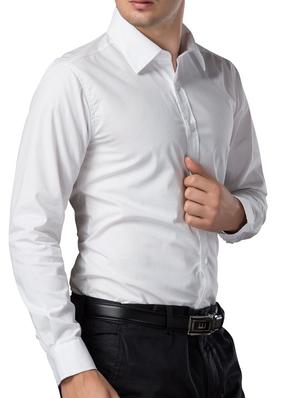 solid white cotton formal shirt - 10605312 - Standard Image - 2