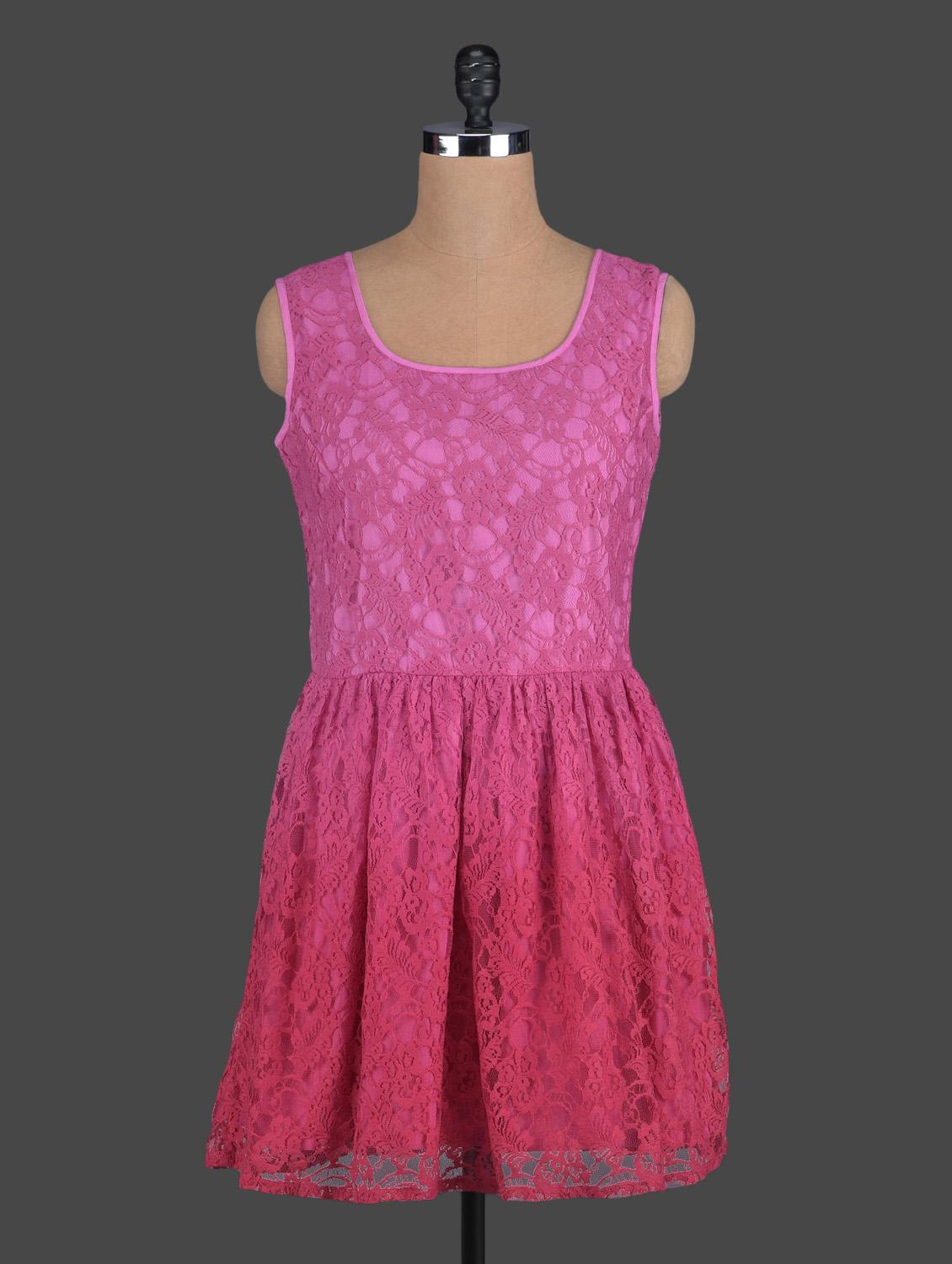 Burgundy Ombre Lace Dress - Eavan