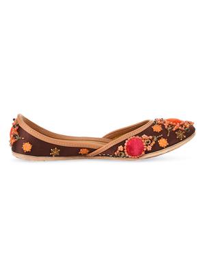 brown embellished leather mojris - 10628866 - Standard Image - 2