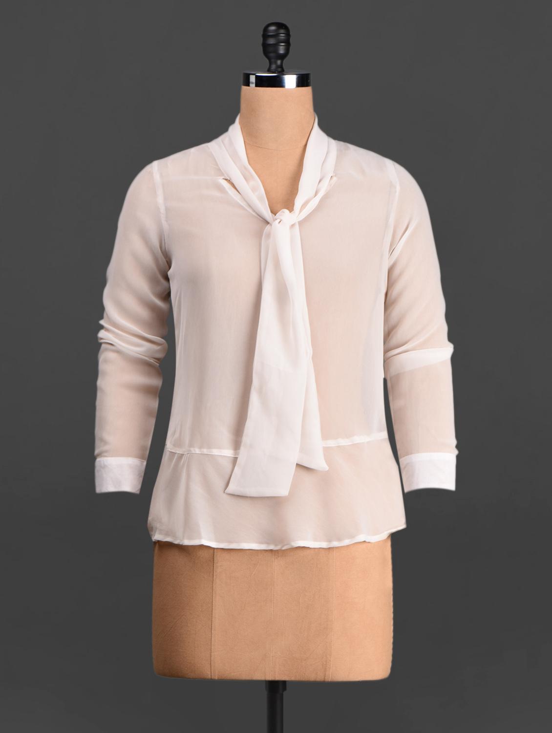 Tie Neck Polyester Top - Trend 18