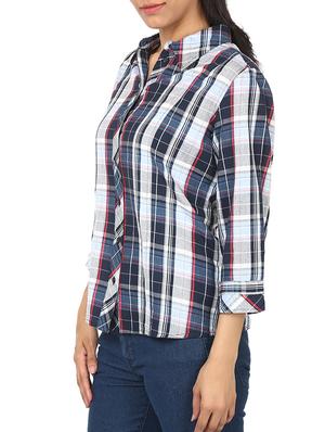 blue checkered cotton shirt - 10645218 - Standard Image - 2