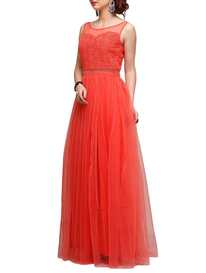 illusion neck gathered gown - 10648499 - Zoom Image - 2