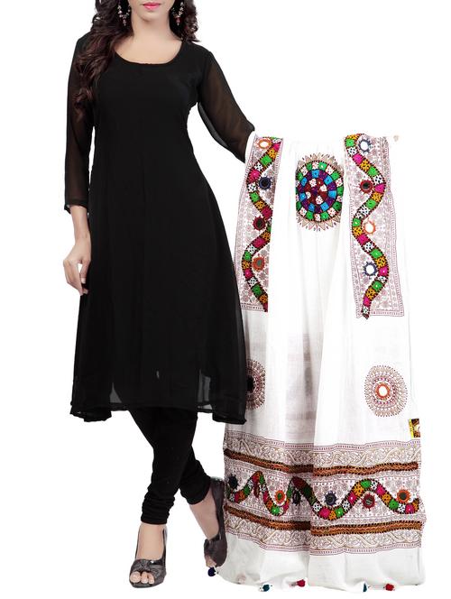 white cotton dupatta - 10654862 - Very Small Image - 1