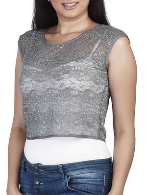 Sheer mesh overlay top - 10656134 - Standard Image - 2
