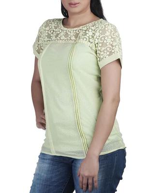 embroidered mesh panel pleated top - 10656309 - Standard Image - 2