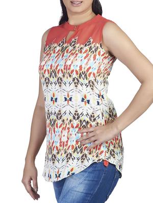 multi colored crepe top - 10656340 - Standard Image - 2