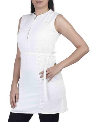 off white crepe tunic - 10656343 - Standard Image - 2