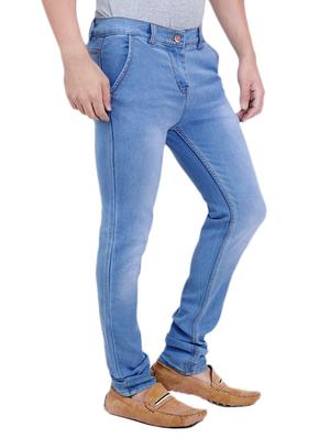 faded blue cotton blend slim fit jeans - 10669753 - Standard Image - 2