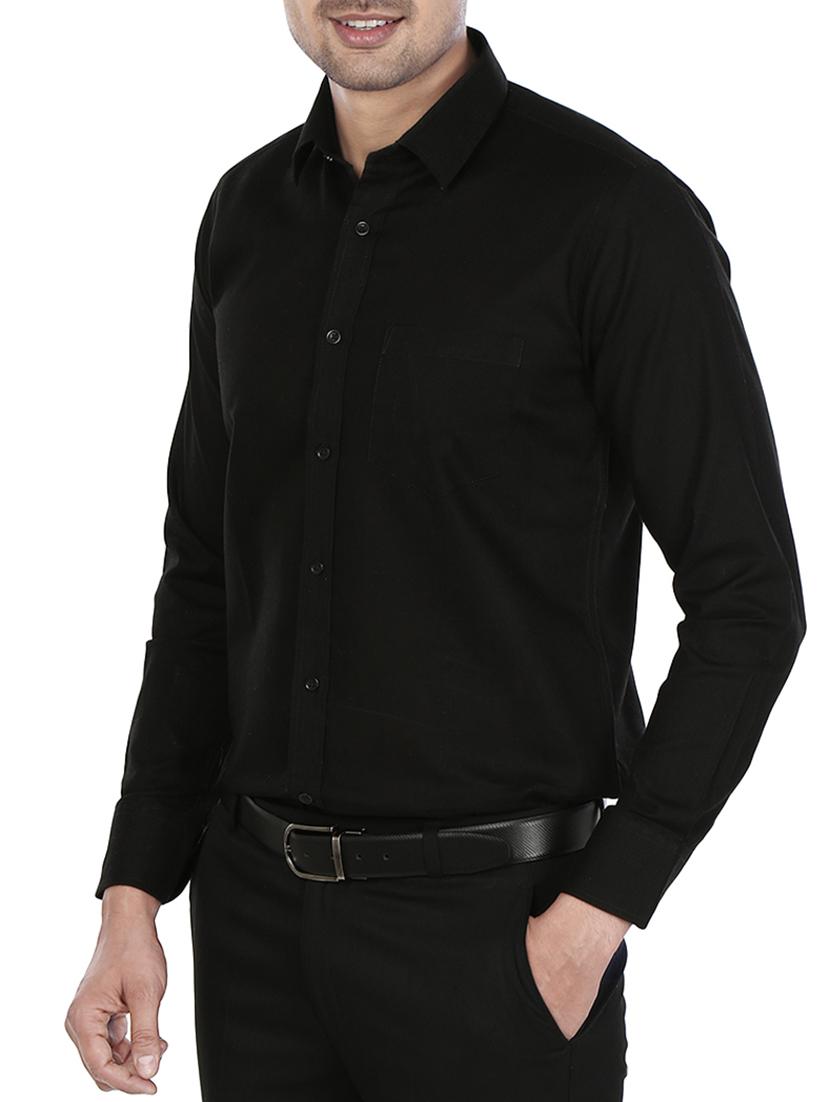 solid black cotton formal shirt - 10670050 - Zoom Image - 2