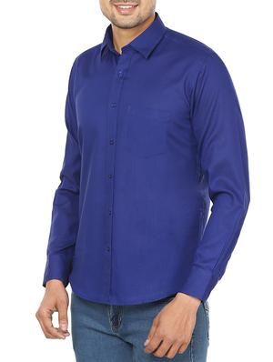royal blue cotton casual shirt - 10670059 - Standard Image - 2