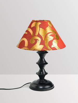 red metal table lamp with printed fabric shade - 1067220 - Standard Image - 2