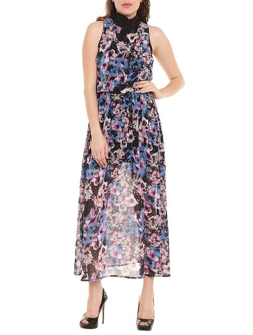 blue polyester maxi dress - 10681699 - Very Small Image - 1