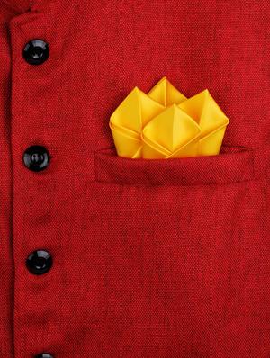 yellow polyester pocket square - 10682954 - Standard Image - 2