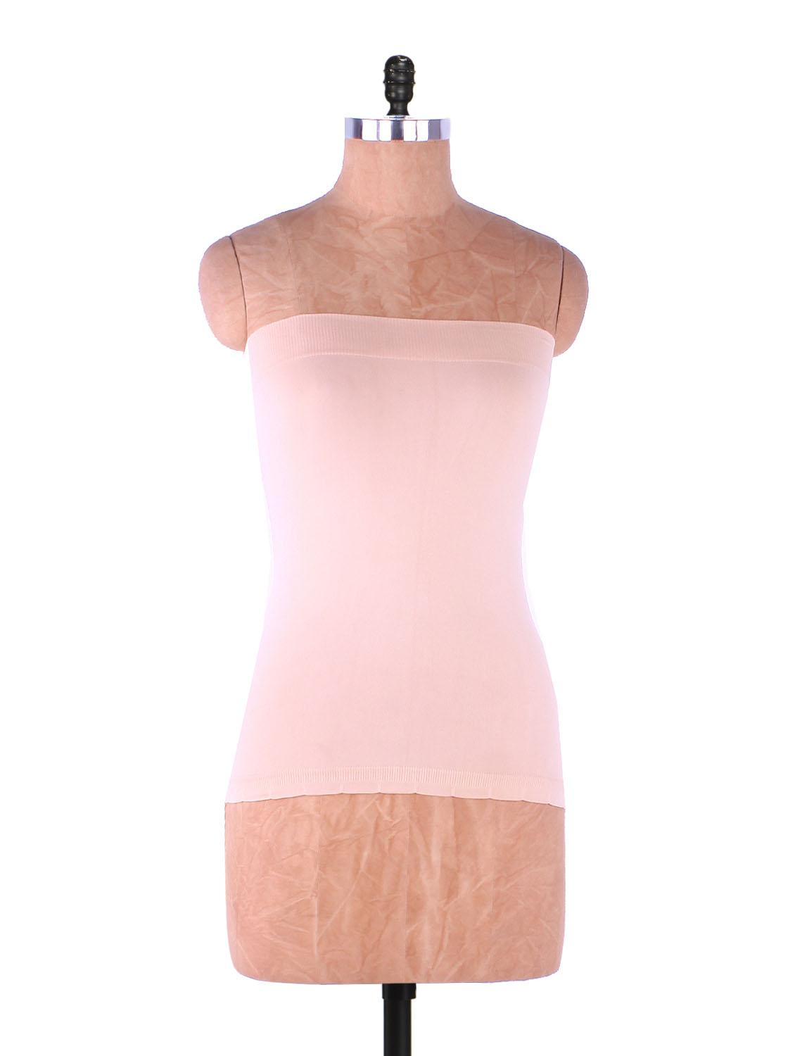 Pink Plain Solid Strapless Camisole Cotton - Fabme