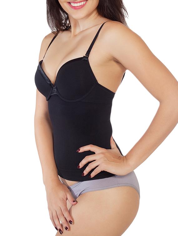 black polyester shaper camisole - 10699206 - Zoom Image - 2