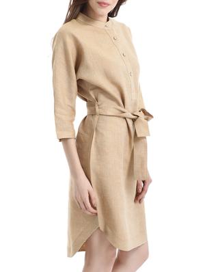 beige linen casual dress - 10700558 - Standard Image - 2