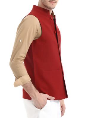 maroon linen jacket - 10700964 - Standard Image - 2