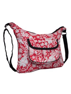 red and white canvas floral printed sling bag - 10701204 - Standard Image - 5