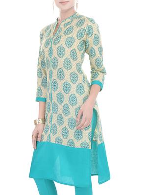 blue cotton kurta - 10710761 - Standard Image - 2