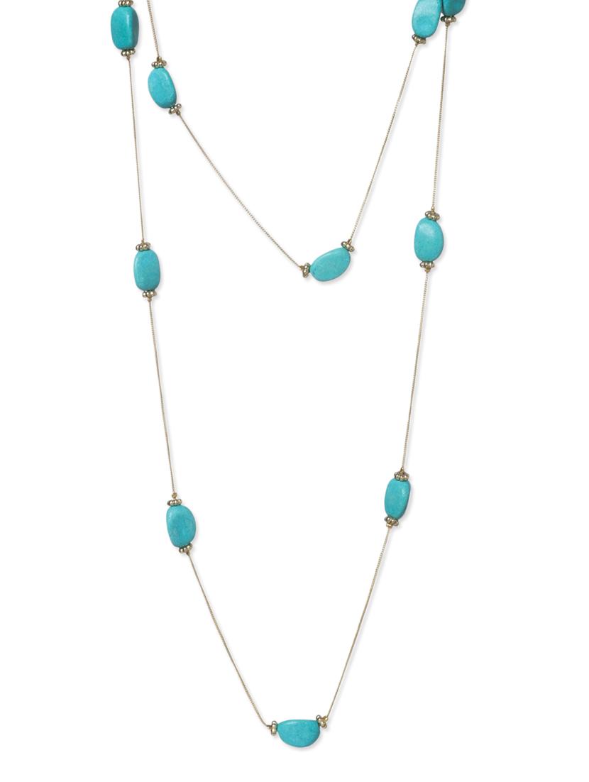 Blue Metal Long Necklace - By