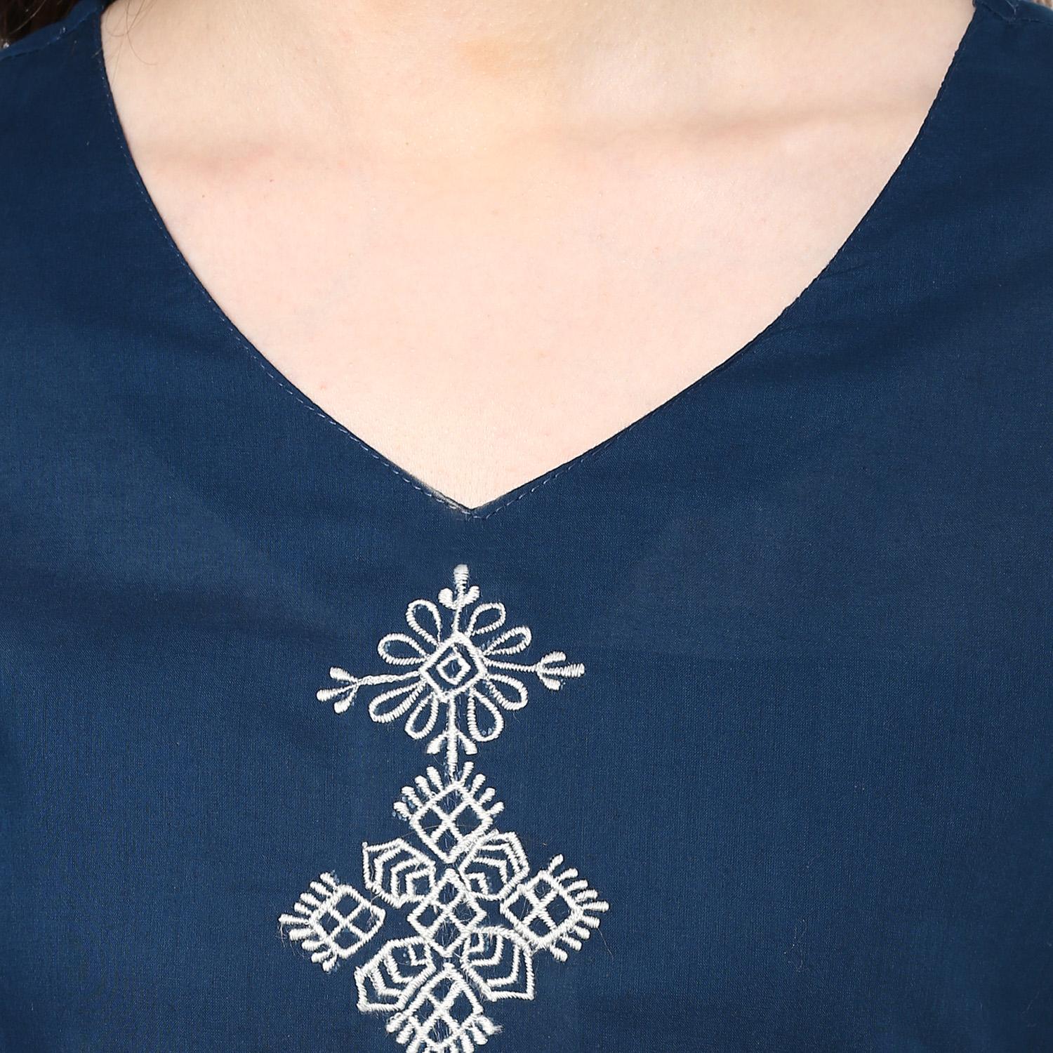 blue cotton high-low kurta - 10742498 - Zoom Image - 5