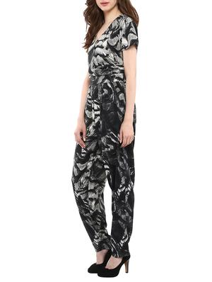 overlap neck full leg jumpsuit - 10742927 - Standard Image - 2