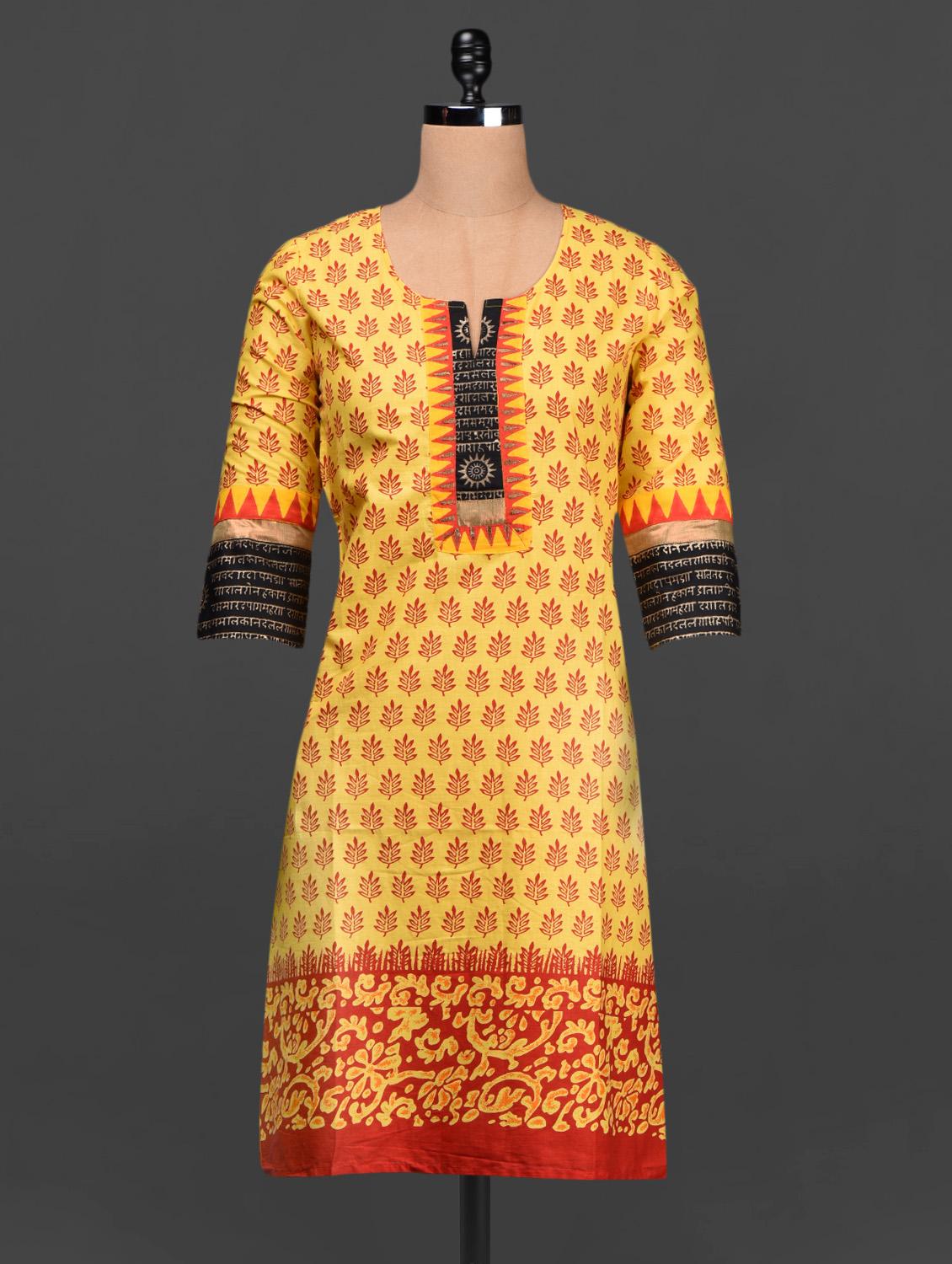 Ethnic Print Quarter Sleeves Cotton Kurta - SHREE