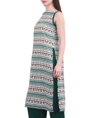 green cotton kurta - 10763476 - Standard Image - 2