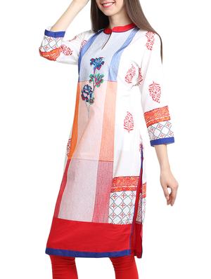 white cotton straight kurta - 10788646 - Standard Image - 2