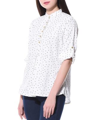 little star poly crepe white top - 10790728 - Standard Image - 2