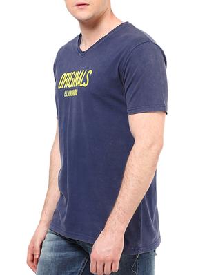 blue cotton chest print t-shirt - 10795170 - Standard Image - 2