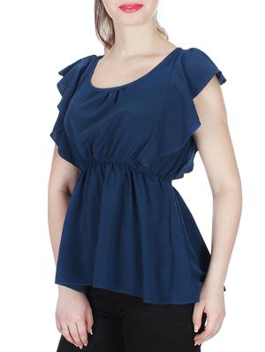 blue crepe top - 10799361 - Standard Image - 2