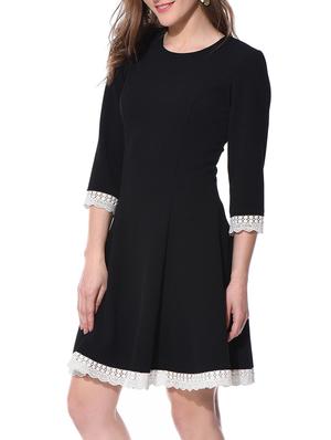 black polyester fit & flare dress - 10805983 - Standard Image - 2