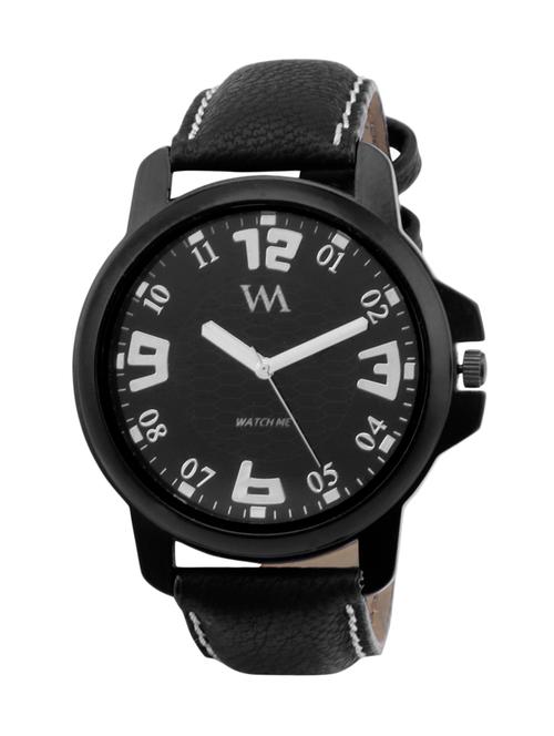 black leather analogue watch - 10809503 - Standard Image - 1