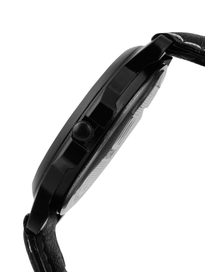 black leather analogue watch - 10809503 - Zoom Image - 2