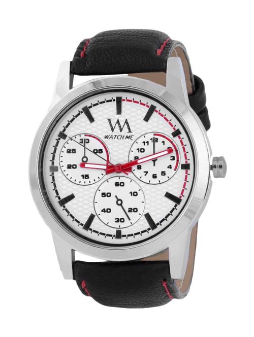 black leather analogue watch - 10809506 - Very Small Image - 1